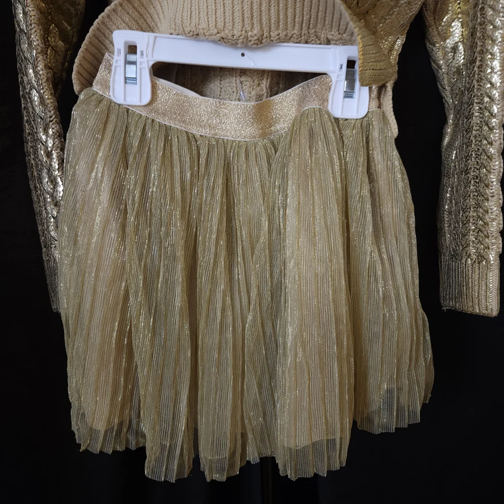 Girls Gold Long Sleeve Knit Top & Skirt Set - Picture 5 of 7